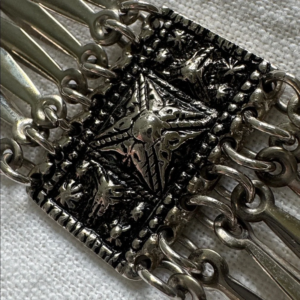 VINTAGE BELT HECHO MEXICO SILVER METAL SECTIONAL PANEL LINKS ARTICULATED 30 1/2”